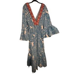 Augustus Roark deep v boho dress hand made one of a kind